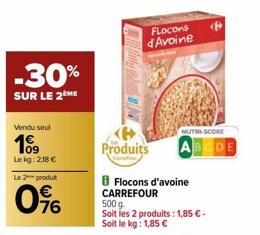 flocons d'avoine carrefour