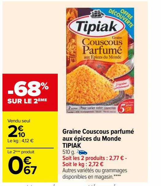 graine couscous parfumé aux épices du monde tipiak