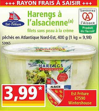 harengs à l'alsacienne filets sans peau à la crème