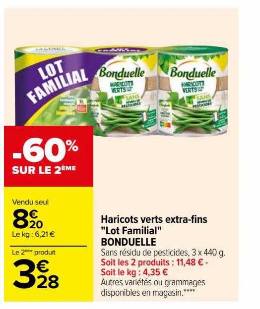 haricots verts extra-fins "lot familial" bonduelle