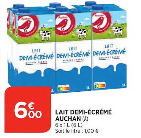 lait demi-écrémé auchan