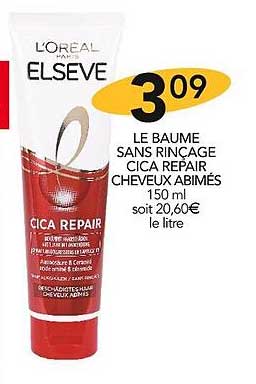 le baume sans rinçage cica repair cheveux abimés l'oréal elsève