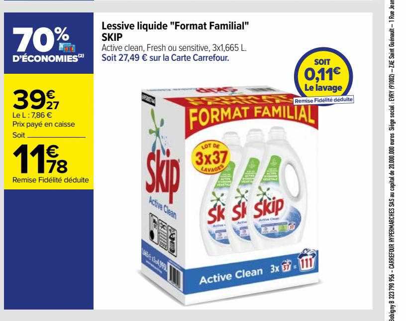 lessive liquide "format familial" skip