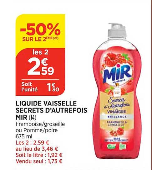 liquide vaisselle secrets d'autrefois mir