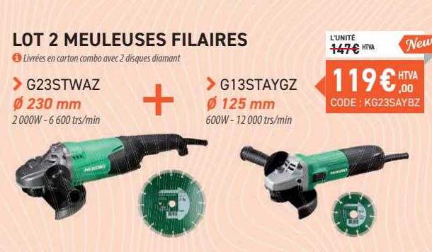 lot 2 meuleuses filaires hikoki