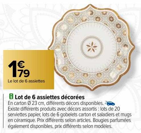 lot de 6 assiettes décorées