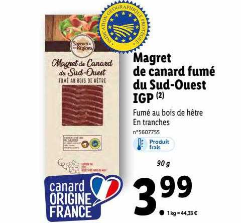 magret de canard fumé du sud-ouest igp