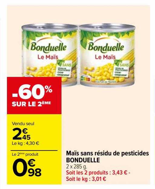 maïs sans résidu de pesticides bonduelle