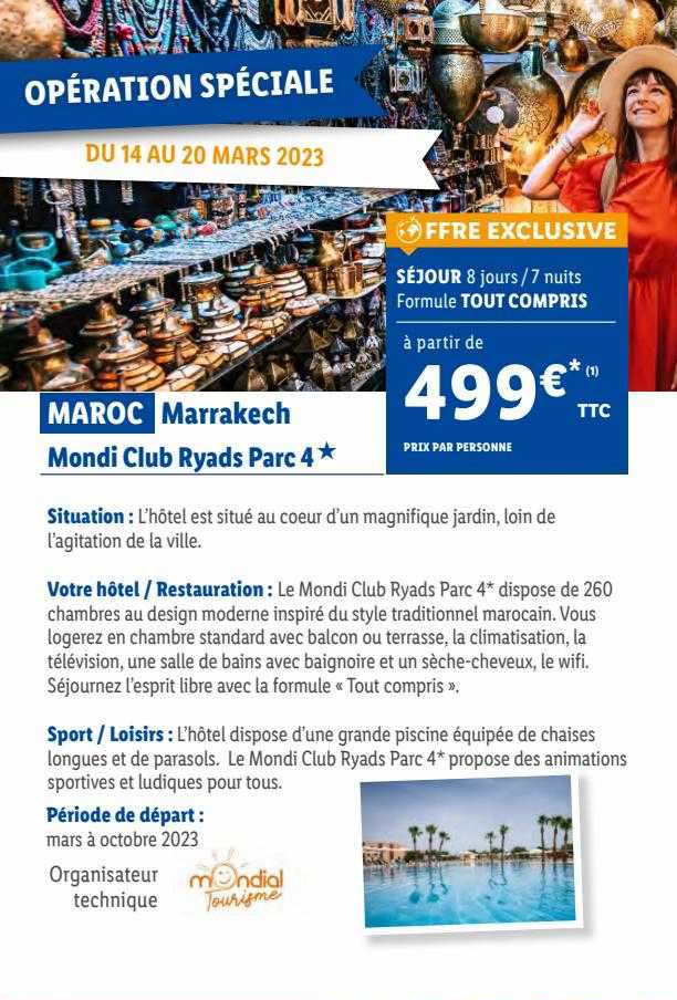 maroc marrakech : mondi club ryads parc 4*