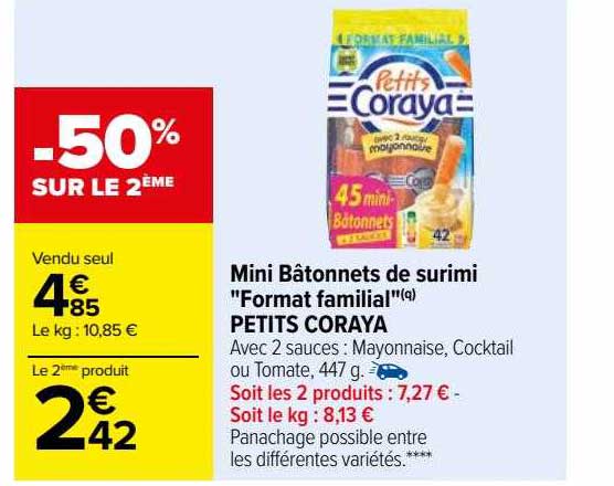 mini bâtonnets de surimi "format familial" petits coraya