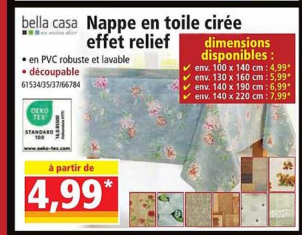 nappe en toile cirée effet relief bella casa