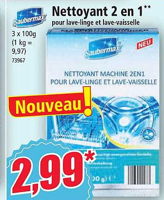Nettoyant 2 En 1 Pour Lave-linge Et Lave-vaisselle Saubermax