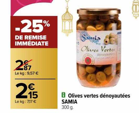 Olives Vertes Dénoyautées Samia