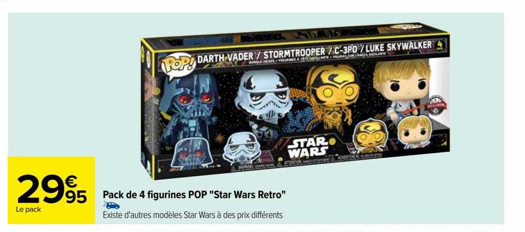 pack de 4 figurines pop "star wars rétro"