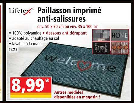paillasson imprimé anti-salissures lifetex