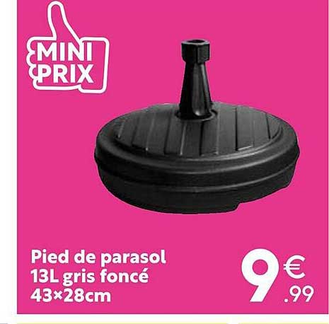 pied de parasol 13l gris foncé 43 x 28 cm