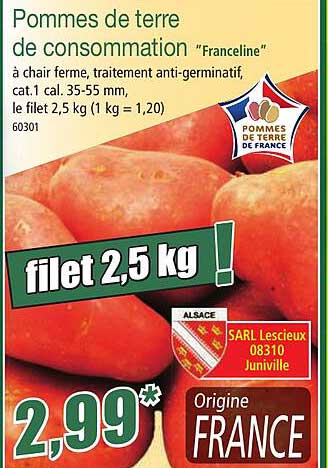 Pommes De Terre De Consommation "franceline"