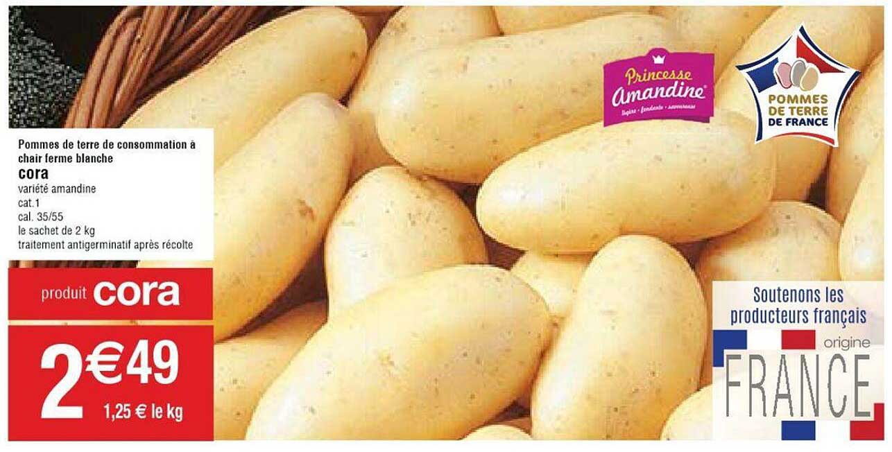 pommes dse terre de consommation à chair ferme blanche cora
