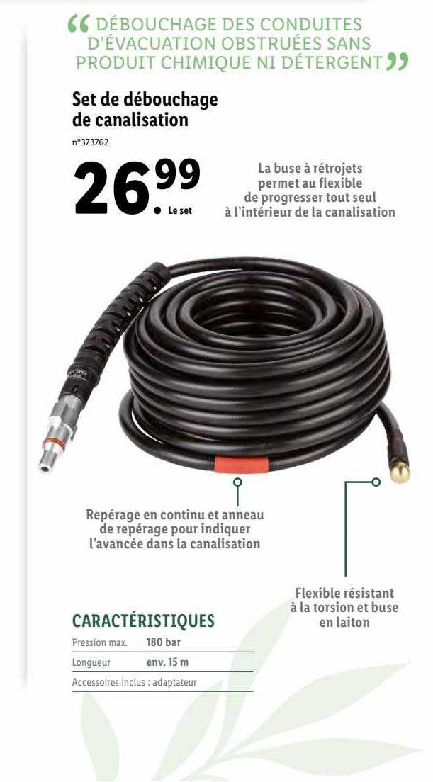 set de débouchage de canalisation