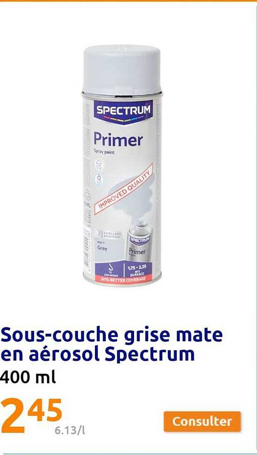 sous-couche grise mate en aérosol spectrum