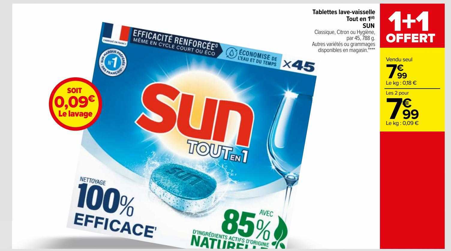 tablettes lave-vaisselle tout en 1 sun