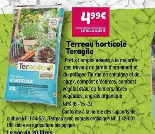 terreau horticole teragile