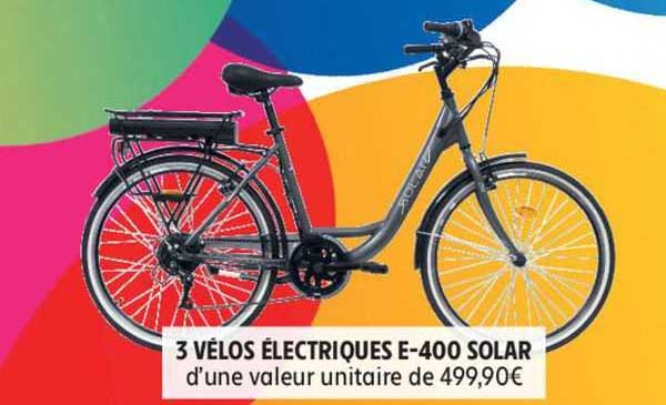 3 vélos électriques e-400 solar