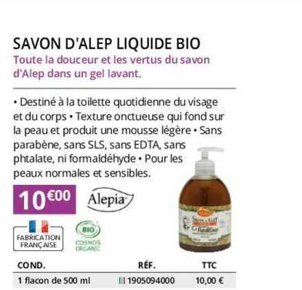 Alepia Savon D'Alep Liquide Bio