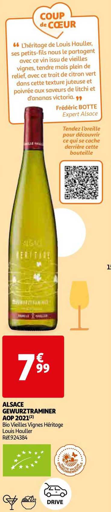 alsace gewurztraminer aop 2021 bio vieilles vignes héritage louis hauller