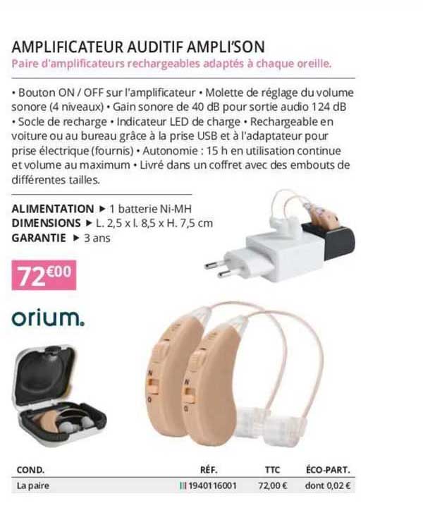 amplificateur auditif ampli'son orium.