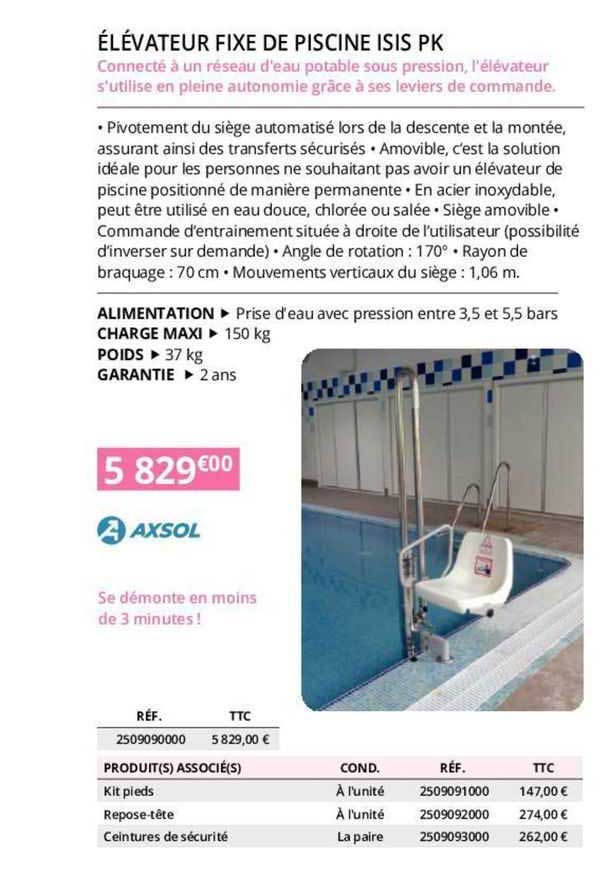 axsol élévateur fixe de piscine isis pk