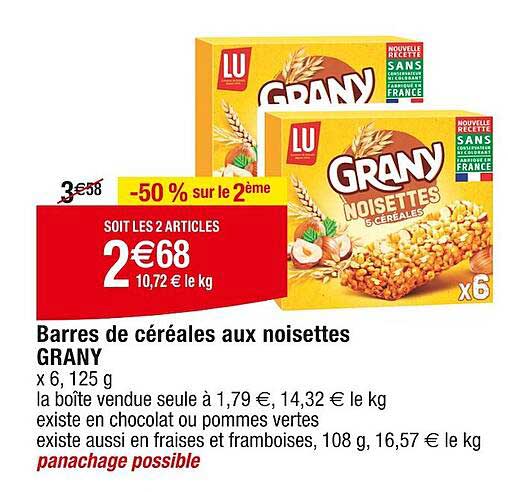 Barres De Céréales Aux Noisettes Grany