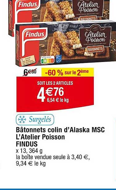 bâtonnets colin d'alaska msc l'atelier poisson findus