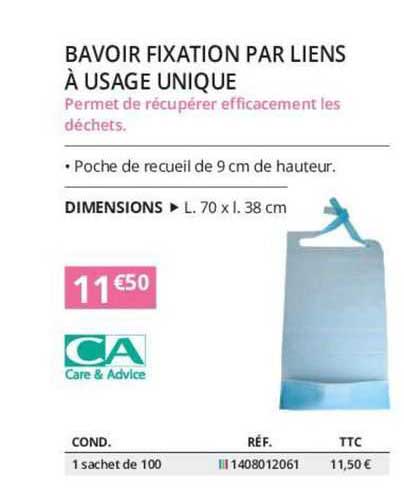 Bavoir Fixation Par Liens à Usage Unique