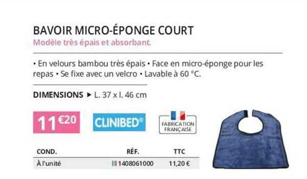 bavoir micro-éponge court clinibed