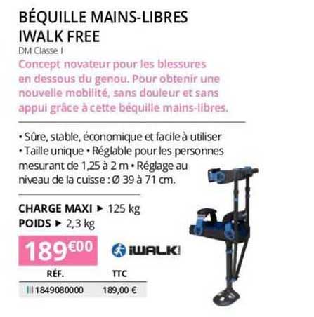 béquille mains-libres iwalk free
