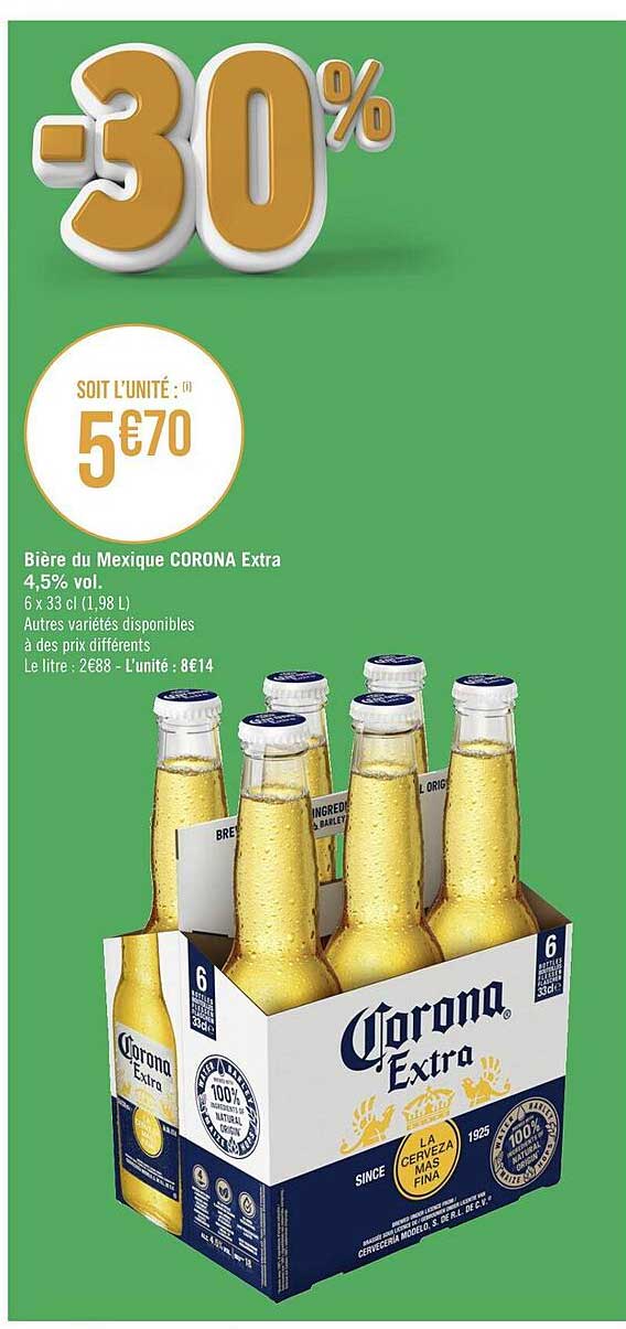 bière du mexique corona extra 4.5% vol