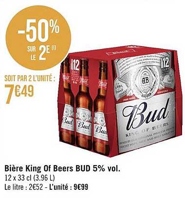 Bière King Of Beers Bud 5% Vol