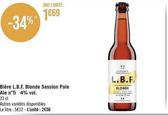 bière l.b.f. blonde session pale ale n°5 vol