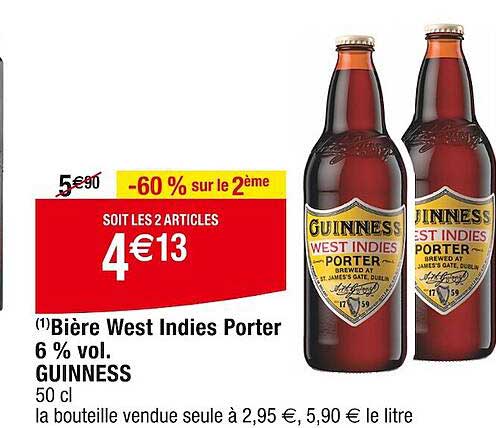 bière west indies porter 6% vol guinness