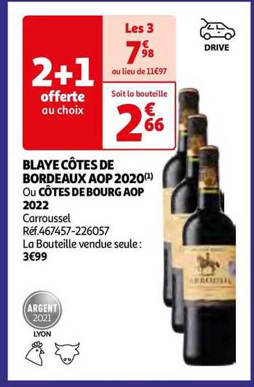 blaye côtes de bordeaux aop 2020 ou côtes de bourg aop 2022 carroussel