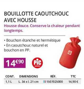 bouillotte caoutchouc avec housse pic