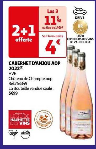 cabernet d'anjou aop 2022 hve château de champteloup