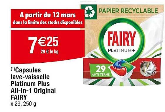 capsules lave-vaisselle platinum plus all-in-1 original fairy