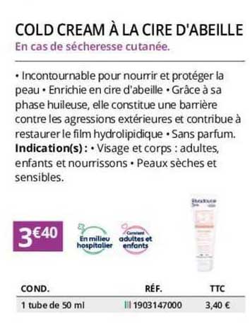 cold cream à la cire d'abeille