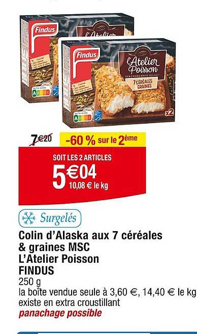 colin d'alaska aux 7 céréales & graines msc l'atelier poisson findus