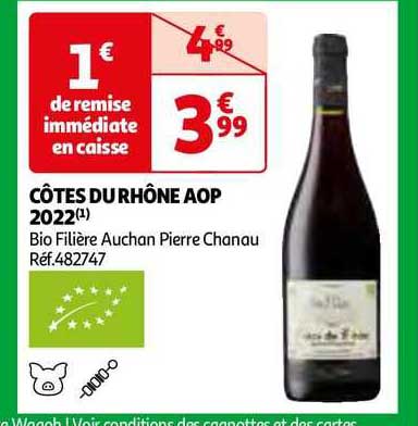 côtes du rhône aop 2022 bio filière auchan pierre chanau