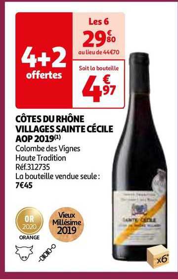 côtes du rhône villages sainte cécile aop 2019 colombes des vignes haute tradition