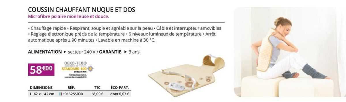 coussin chauffant nuque et dos