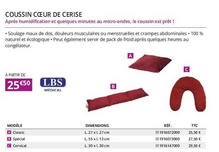 coussin cœur de cerise lbs médical